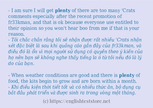 Các câu ví dụ của từ plenty
