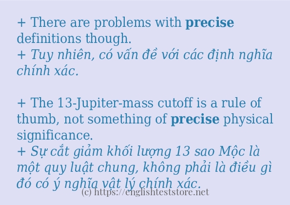 Các câu ví dụ của từ precise