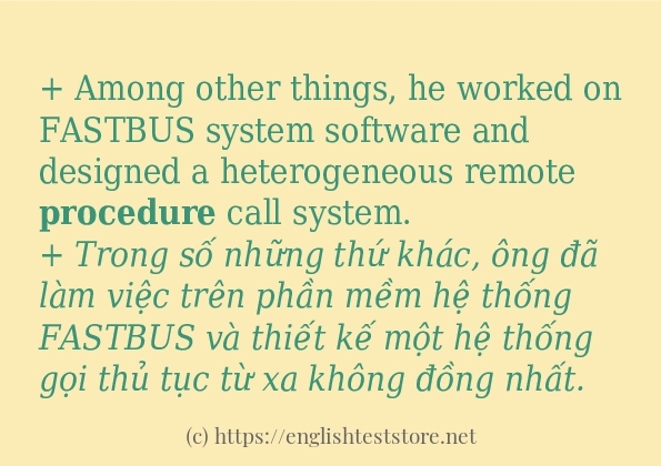 Các câu ví dụ của từ procedure