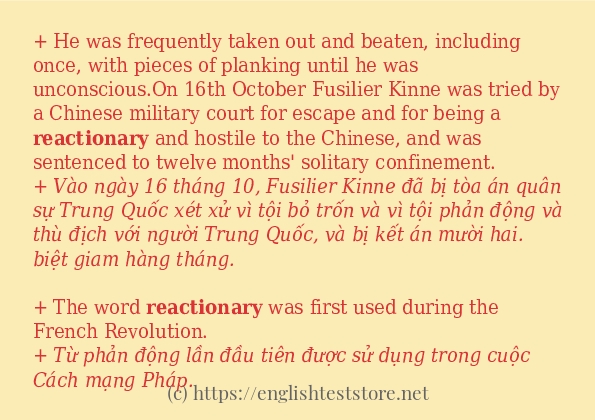 Các câu ví dụ của từ reactionary