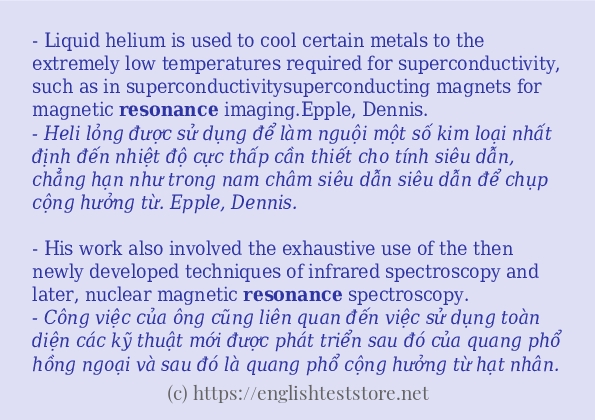 Các câu ví dụ của từ resonance