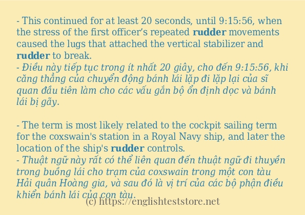 Các câu ví dụ của từ rudder