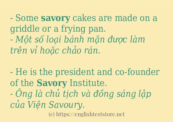 Các câu ví dụ của từ savory Các câu ví dụ của từ savory