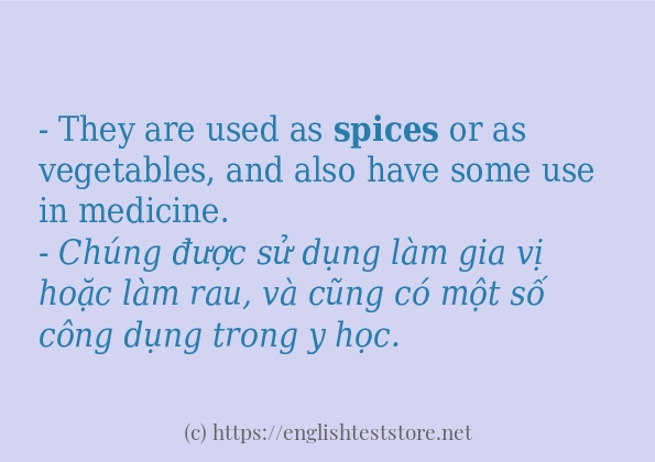 Các câu ví dụ của từ spices