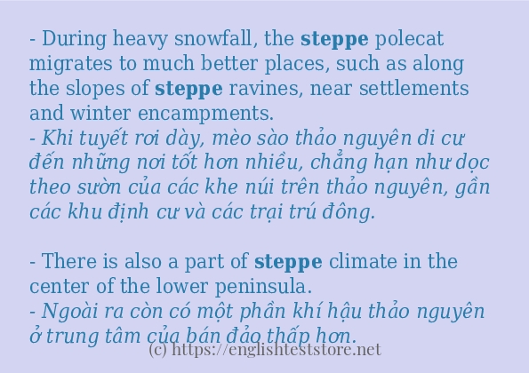 Các câu ví dụ của từ steppe Các câu ví dụ của từ steppe