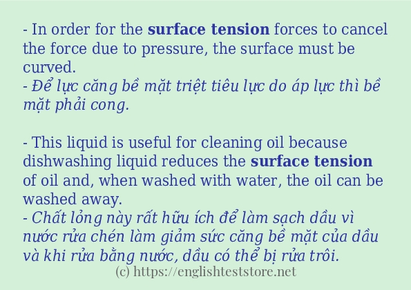 Các câu ví dụ của từ surface tension