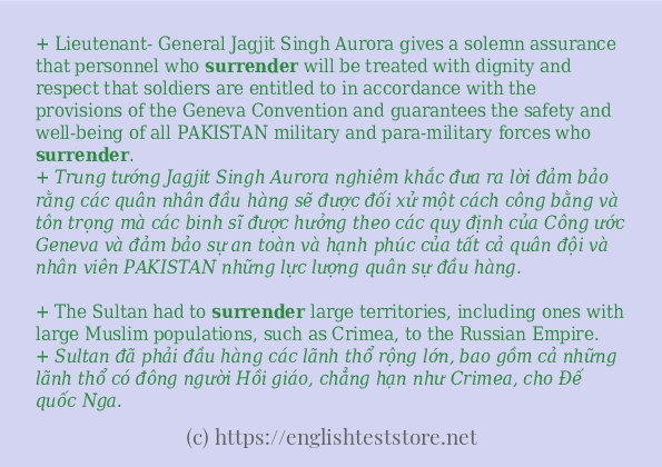 Các câu ví dụ của từ surrender
