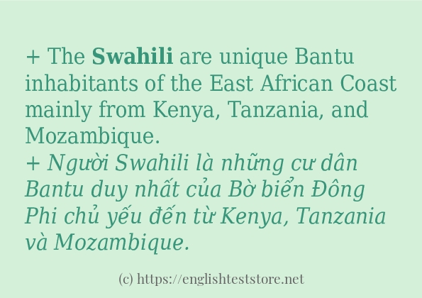 Các câu ví dụ của từ swahili