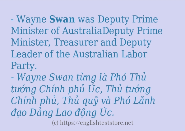 Các câu ví dụ của từ swan