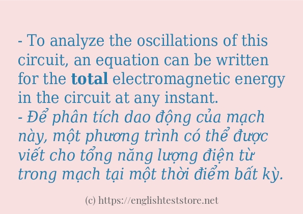 Các câu ví dụ của từ total