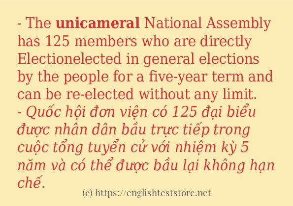 Các câu ví dụ của từ unicameral