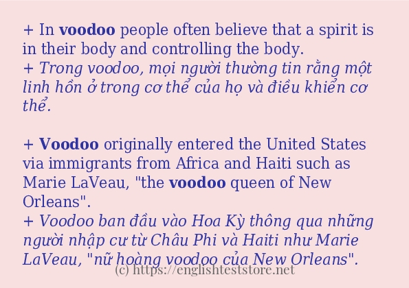 Các câu ví dụ của từ voodoo