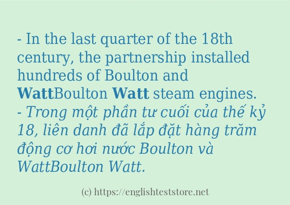 Các câu ví dụ của từ watt Các câu ví dụ của từ watt