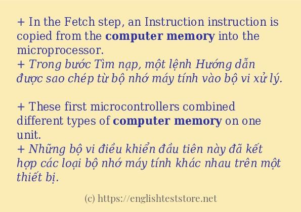 Các câu ví dụ và cách dùng từ Computer memory