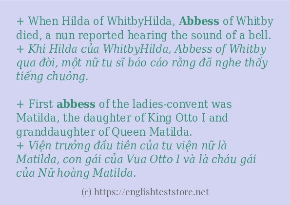 Các câu ví dụ và cách dùng từ abbess