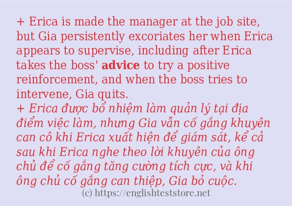 Các câu ví dụ và cách dùng từ advice