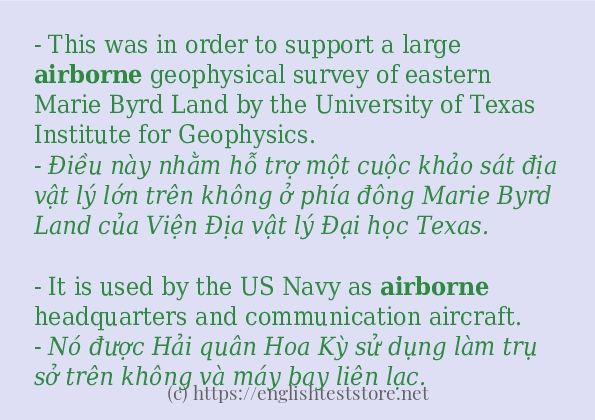Các câu ví dụ và cách dùng từ airborne
