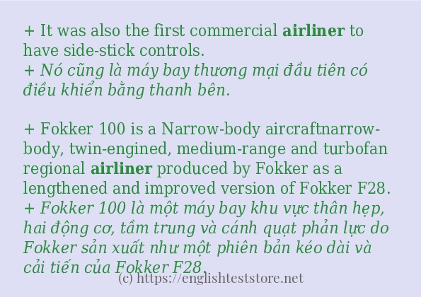 Các câu ví dụ và cách dùng từ airliner