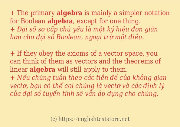 Các câu ví dụ và cách dùng từ algebra Các câu ví dụ và cách dùng từ algebra