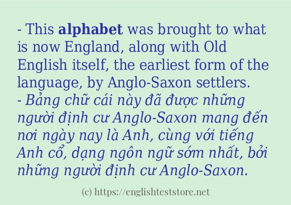 Các câu ví dụ và cách dùng từ alphabet