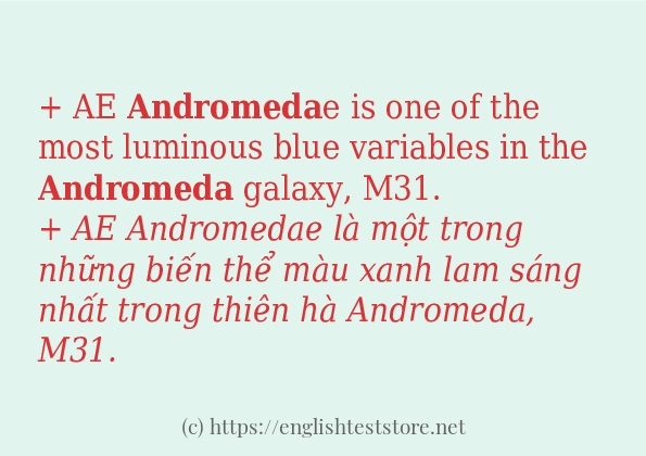 Các câu ví dụ và cách dùng từ andromeda