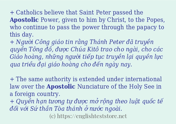 Các câu ví dụ và cách dùng từ apostolic Các câu ví dụ và cách dùng từ apostolic