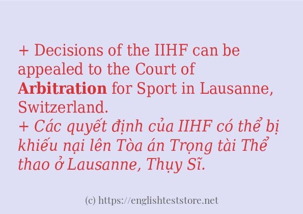Các câu ví dụ và cách dùng từ arbitration