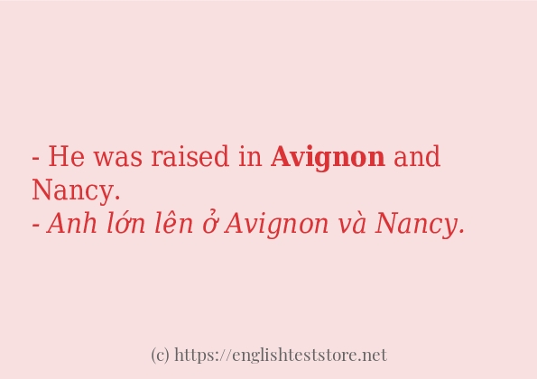 Các câu ví dụ và cách dùng từ avignon