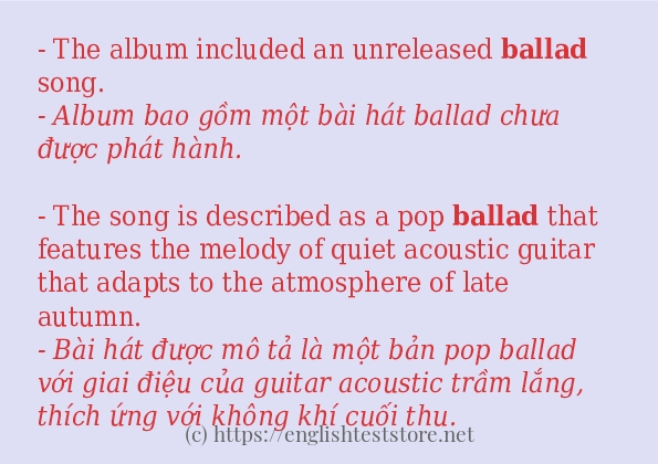 Các câu ví dụ và cách dùng từ ballad