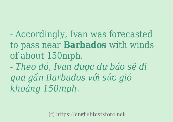 Các câu ví dụ và cách dùng từ barbados