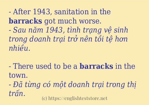 Các câu ví dụ và cách dùng từ barracks