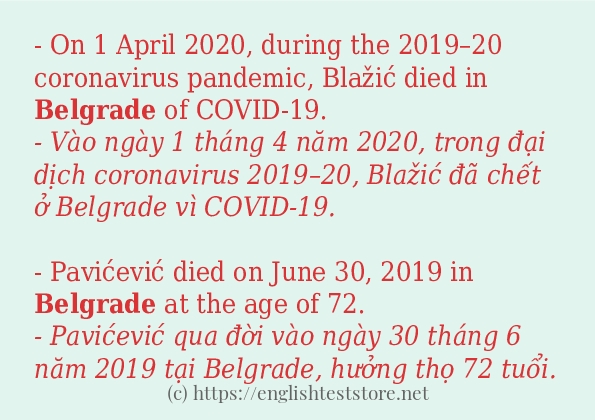 Các câu ví dụ và cách dùng từ belgrade