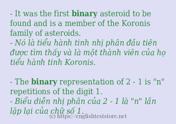 Các câu ví dụ và cách dùng từ binary