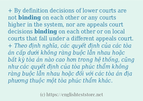 Các câu ví dụ và cách dùng từ binding
