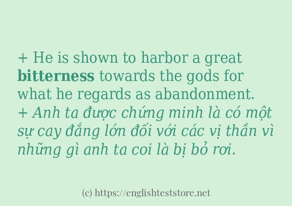 Các câu ví dụ và cách dùng từ bitterness