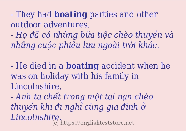 Các câu ví dụ và cách dùng từ boating Các câu ví dụ và cách dùng từ boating