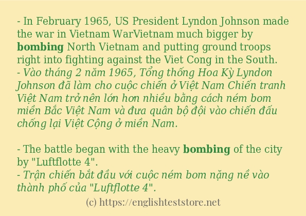 Các câu ví dụ và cách dùng từ bombing