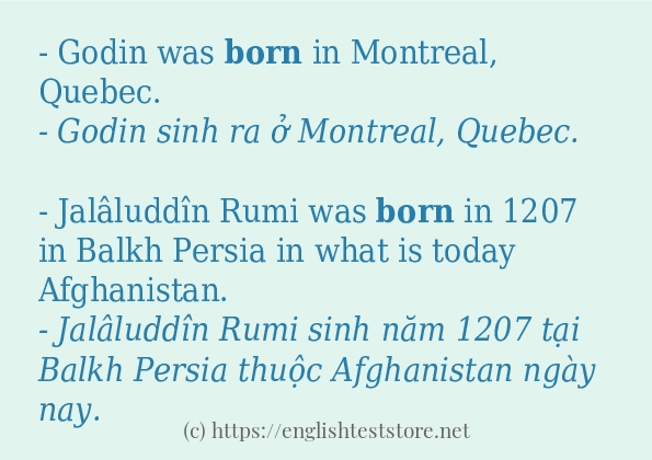 Các câu ví dụ và cách dùng từ born