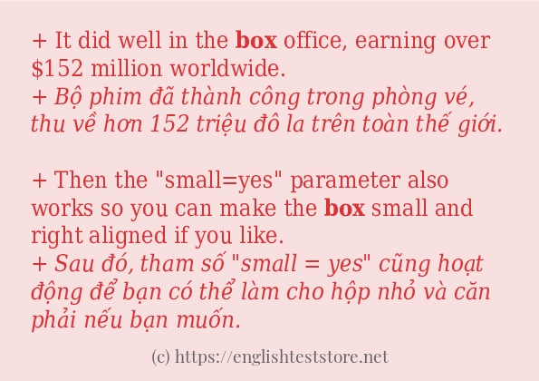 Các câu ví dụ và cách dùng từ box