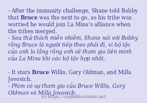 Các câu ví dụ và cách dùng từ bruce