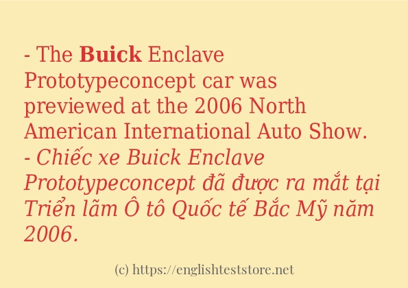 Các câu ví dụ và cách dùng từ buick Các câu ví dụ và cách dùng từ buick