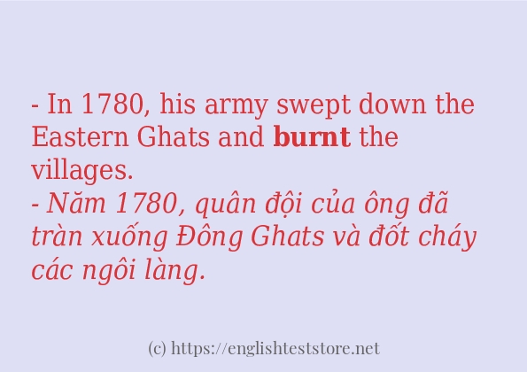 Các câu ví dụ và cách dùng từ burnt