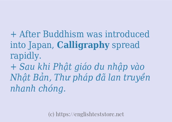 Các câu ví dụ và cách dùng từ calligraphy
