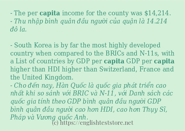 Các câu ví dụ và cách dùng từ capita