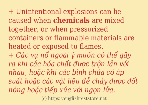 Các câu ví dụ và cách dùng từ chemicals