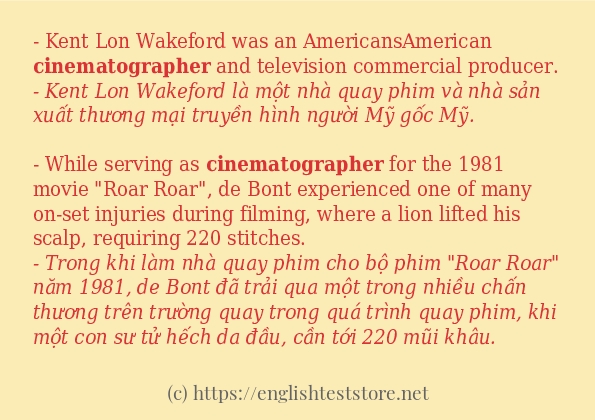 Các câu ví dụ và cách dùng từ cinematographer