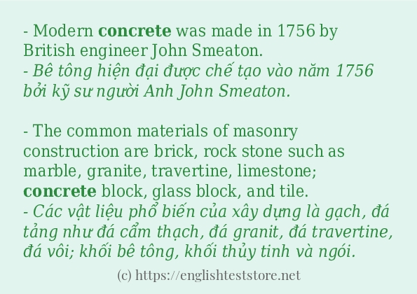 Các câu ví dụ và cách dùng từ concrete Các câu ví dụ và cách dùng từ concrete