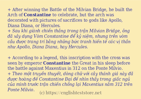 Các câu ví dụ và cách dùng từ constantine