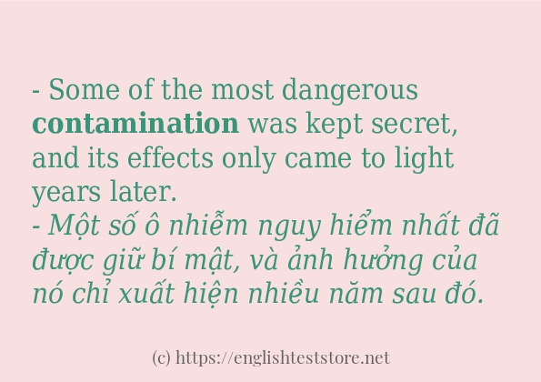 Các câu ví dụ và cách dùng từ contamination