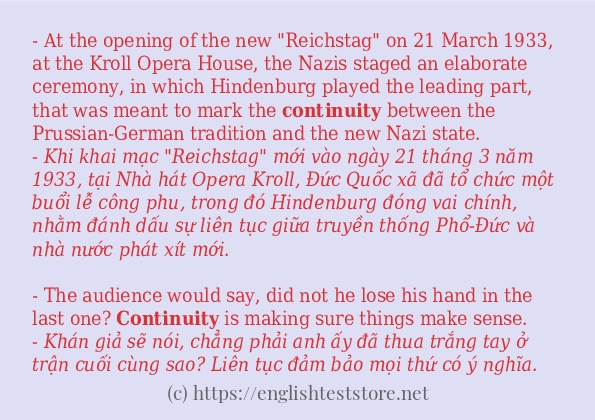 Các câu ví dụ và cách dùng từ continuity